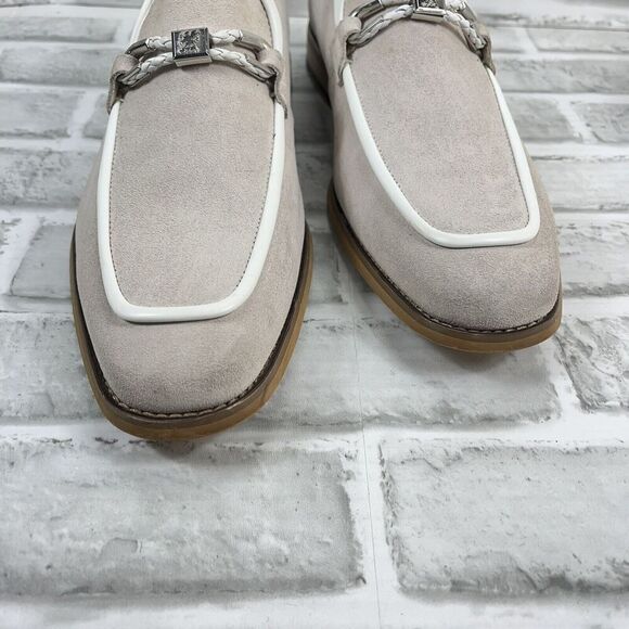 Stacy Adams Colbin Men's Size 9 Ivory Moc Toe Ornament Strap Slip On Loafers - Picture 6 of 13